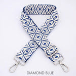 Load image into Gallery viewer, lusciousscarves Apparel &amp; Accessories Diamond-Blue Slim Interchangeable Handbag Straps with Silver Hardware
