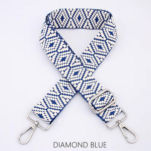 lusciousscarves Apparel & Accessories Diamond-Blue Slim Interchangeable Handbag Straps with Silver Hardware