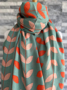 lusciousscarves Apparel & Accessories Dusky Green Leaves Scarf