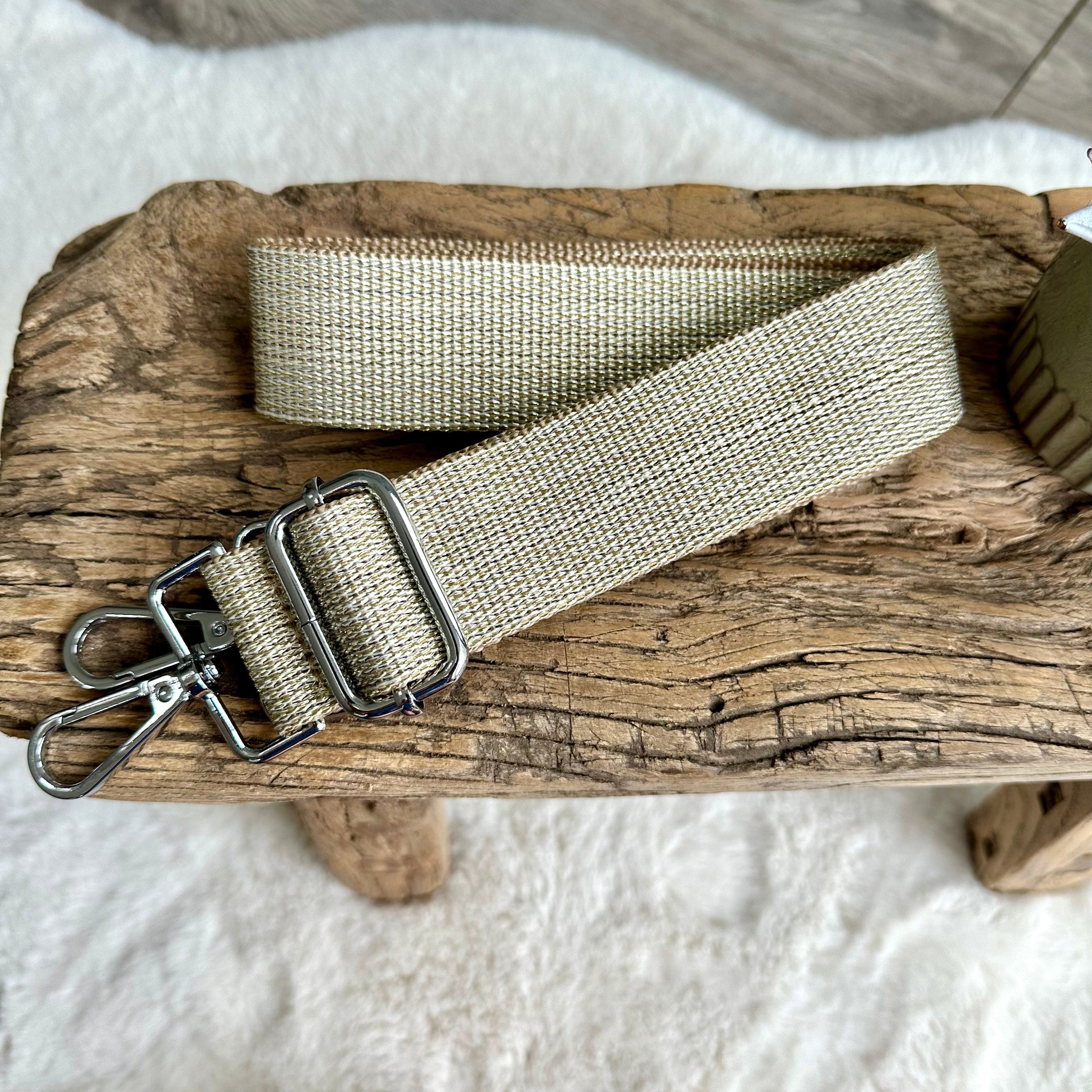 lusciousscarves Apparel & Accessories Gold plain Slim Interchangeable Canvas Hand bag Straps with Silver Hardware