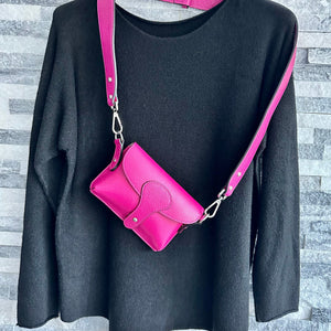 lusciousscarves Apparel & Accessories Hot Pink Italian Leather Chest Bag.