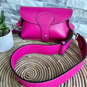 lusciousscarves Apparel & Accessories Hot Pink Italian Leather Chest Bag.