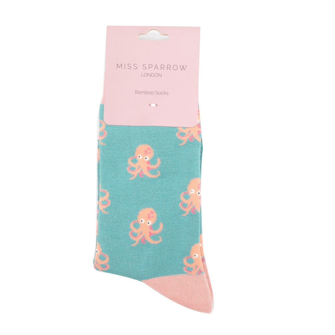 lusciousscarves Apparel & Accessories Ladies Bamboo Socks , Little Octopuses Design, Miss Sparrow Duck Egg