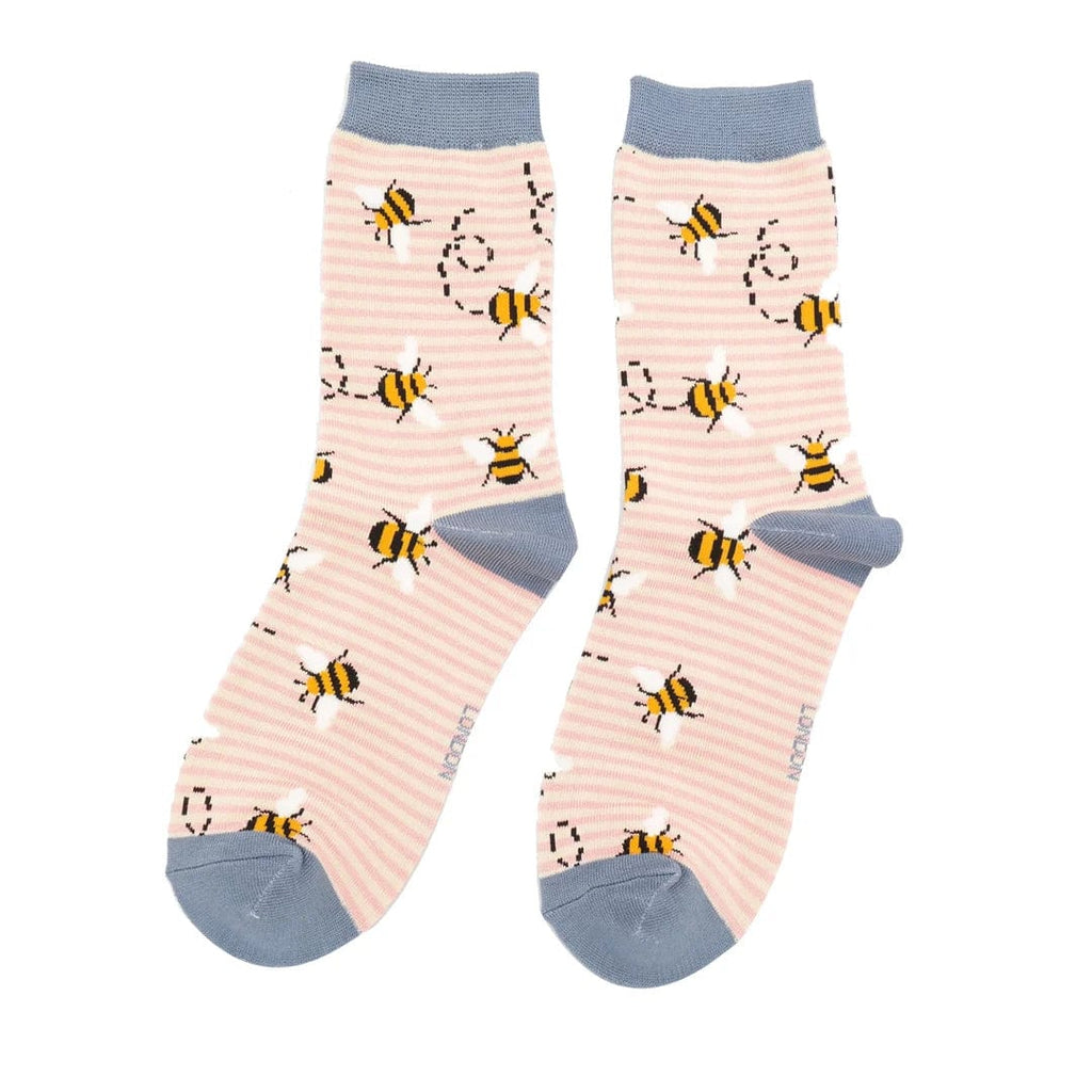 lusciousscarves Apparel & Accessories Ladies Bees and Stripes Bamboo Socks, Miss Sparrow Pink