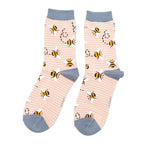 Load image into Gallery viewer, lusciousscarves Apparel &amp; Accessories Ladies Bees and Stripes Bamboo Socks, Miss Sparrow Pink
