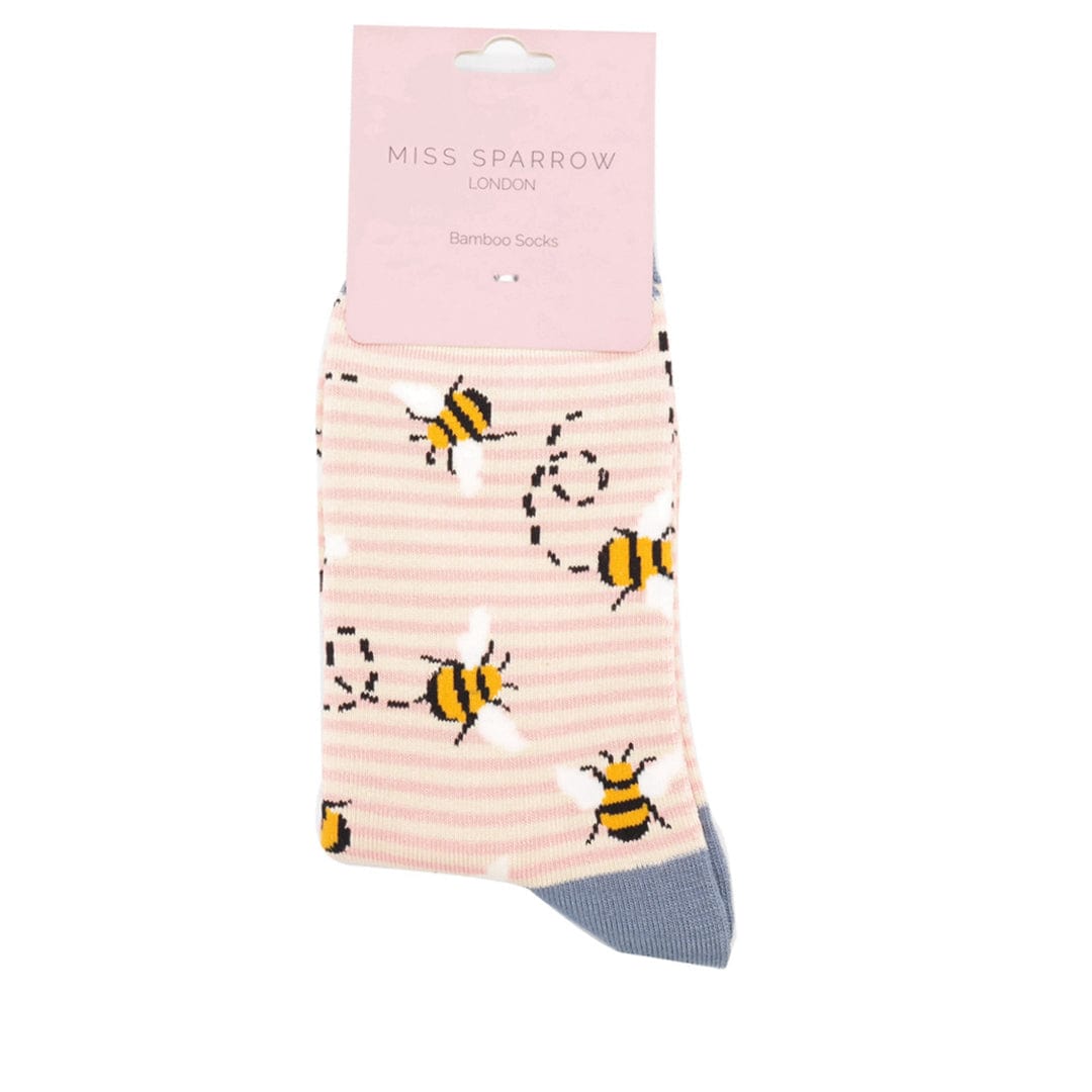 lusciousscarves Apparel & Accessories Ladies Bees and Stripes Bamboo Socks, Miss Sparrow Pink
