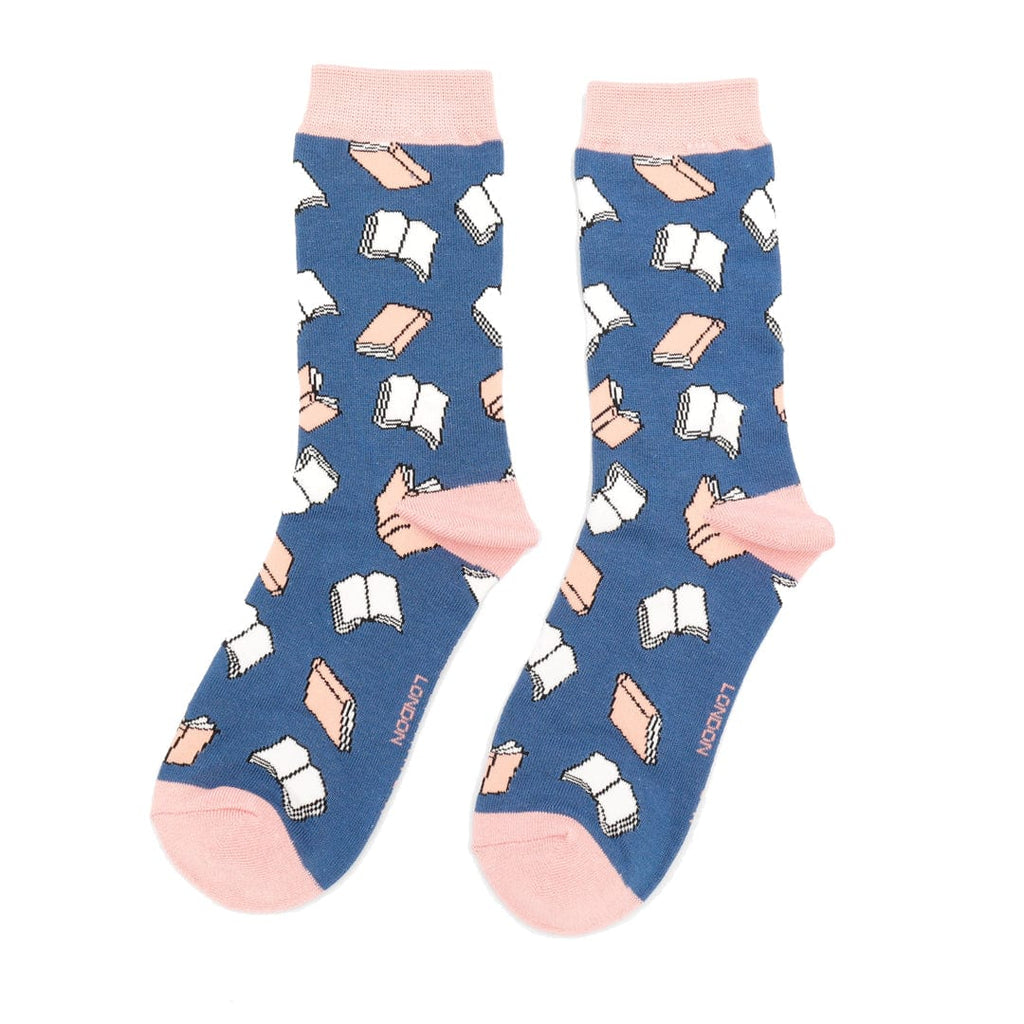 lusciousscarves Apparel & Accessories Ladies Books Design Bamboo Socks, Miss Sparrow Navy