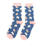 Load image into Gallery viewer, lusciousscarves Apparel &amp; Accessories Ladies Books Design Bamboo Socks, Miss Sparrow Navy
