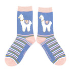 Load image into Gallery viewer, lusciousscarves Apparel &amp; Accessories Ladies Denim Bamboo Socks with a Llamas Design, Miss Sparrow.
