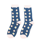 Load image into Gallery viewer, lusciousscarves Apparel &amp; Accessories Ladies Eggs and Toast Bamboo Socks, Miss Sparrow Navy
