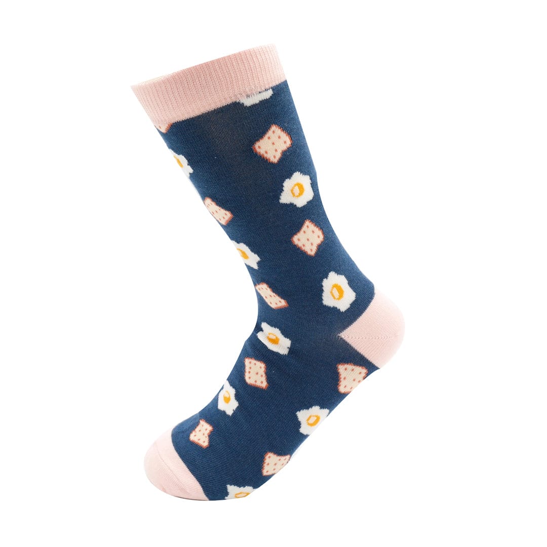 lusciousscarves Apparel & Accessories Ladies Eggs and Toast Bamboo Socks, Miss Sparrow Navy