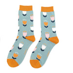 Load image into Gallery viewer, lusciousscarves Apparel &amp; Accessories Ladies Tulip Design Bamboo Socks, Miss Sparrow Duck Egg
