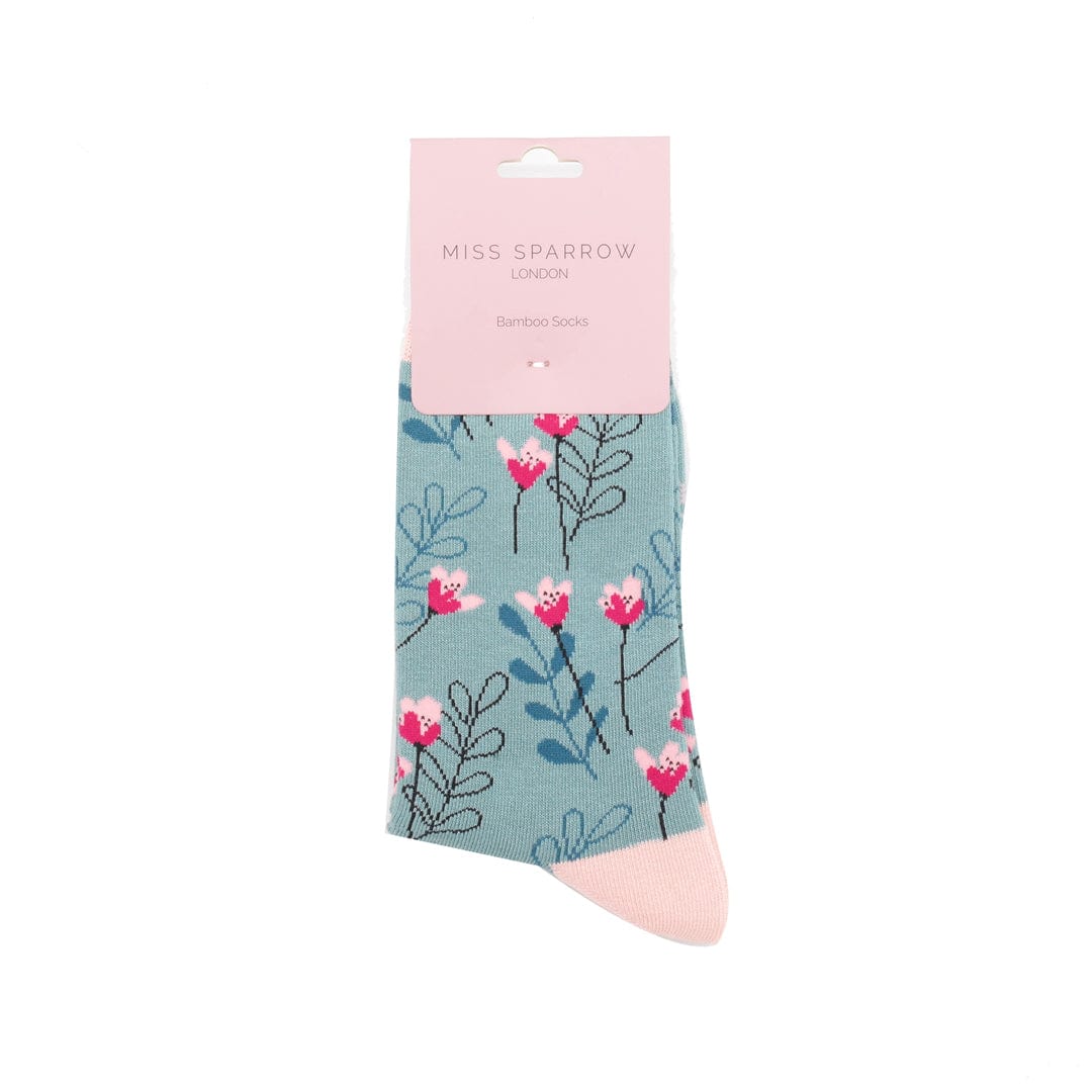 lusciousscarves Apparel & Accessories Ladies Wild Flowers Bamboo Socks, Miss Sparrow Duck Egg