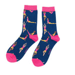Load image into Gallery viewer, lusciousscarves Apparel &amp; Accessories Ladies Yoga Pose Design Bamboo Socks, Miss Sparrow Navy
