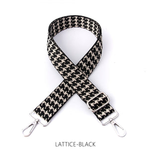 lusciousscarves Apparel & Accessories Lattice-Black Slim Interchangeable Handbag Straps with Silver Hardware