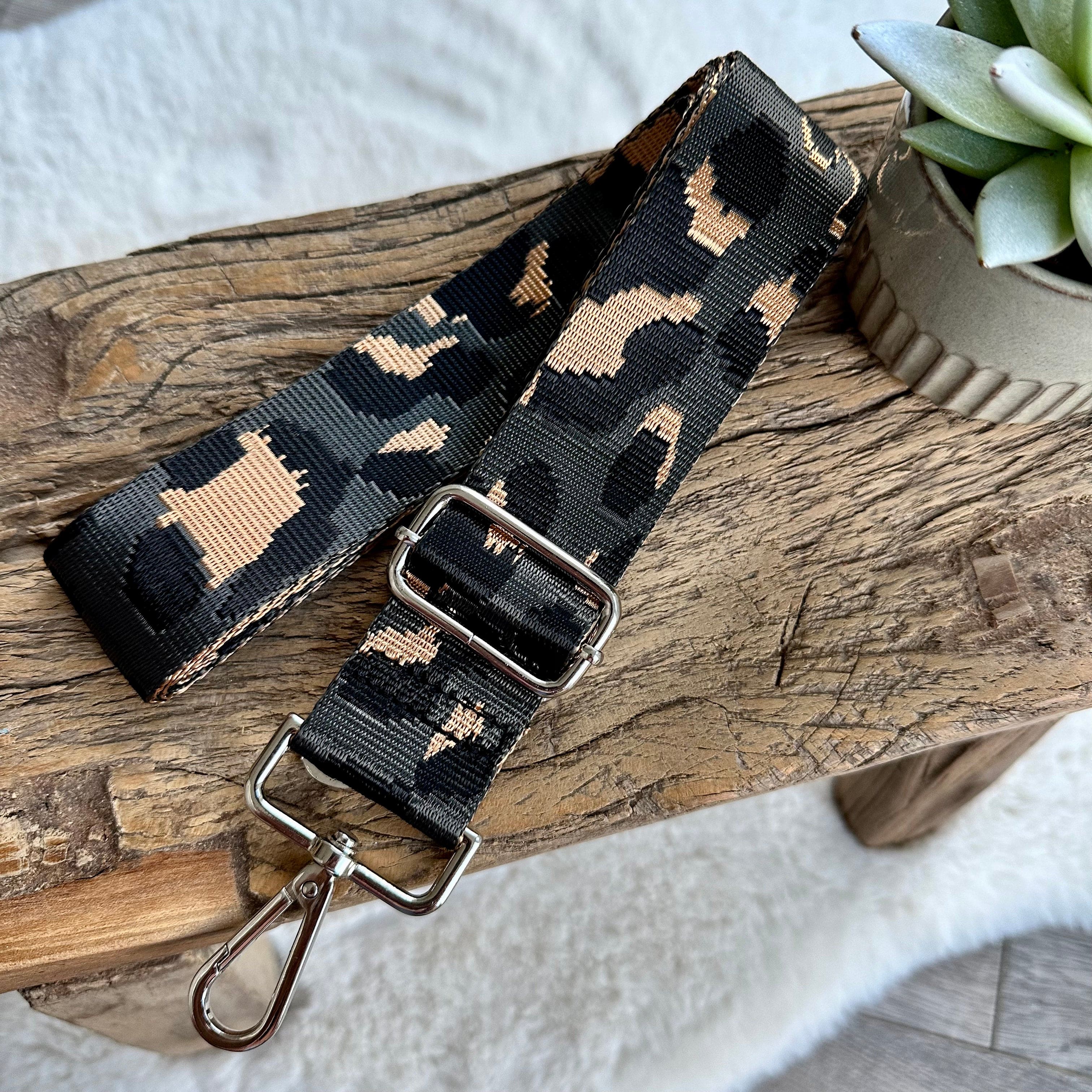 lusciousscarves Apparel & Accessories Leopard-Dark Grey Slim Interchangeable Handbag Straps with Silver Hardware