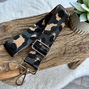 lusciousscarves Apparel & Accessories Leopard-Dark Grey Slim Interchangeable Handbag Straps with Silver Hardware