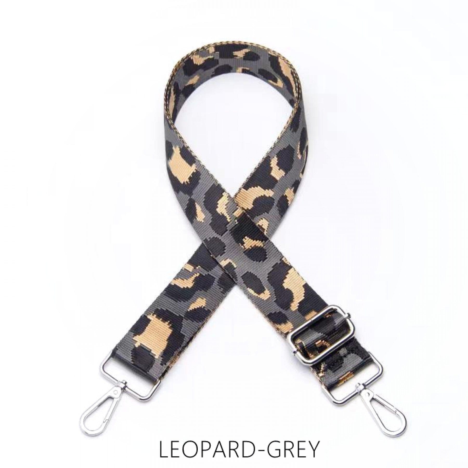 lusciousscarves Apparel & Accessories Leopard-Grey Slim Interchangeable Handbag Straps with Silver Hardware