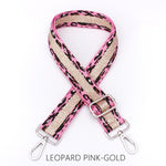Load image into Gallery viewer, lusciousscarves Apparel &amp; Accessories Leopard Pink-Gold Slim Interchangeable Canvas Hand bag Straps with Silver Hardware

