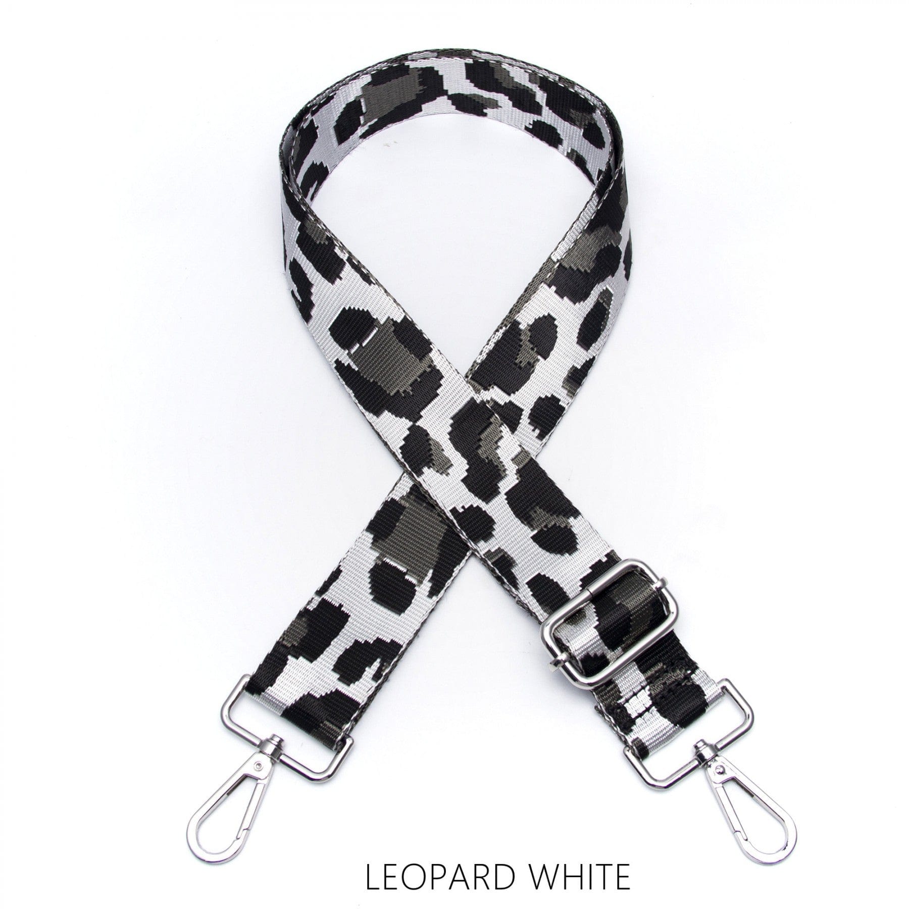lusciousscarves Apparel & Accessories Leopard-White Slim Interchangeable Handbag Straps with Silver Hardware
