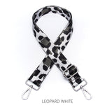 Load image into Gallery viewer, lusciousscarves Apparel &amp; Accessories Leopard-White Slim Interchangeable Handbag Straps with Silver Hardware
