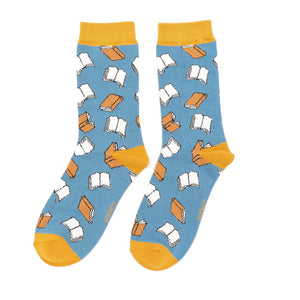 lusciousscarves Apparel & Accessories Miss Sparrow Books Design Bamboo Socks, Ladies Blue