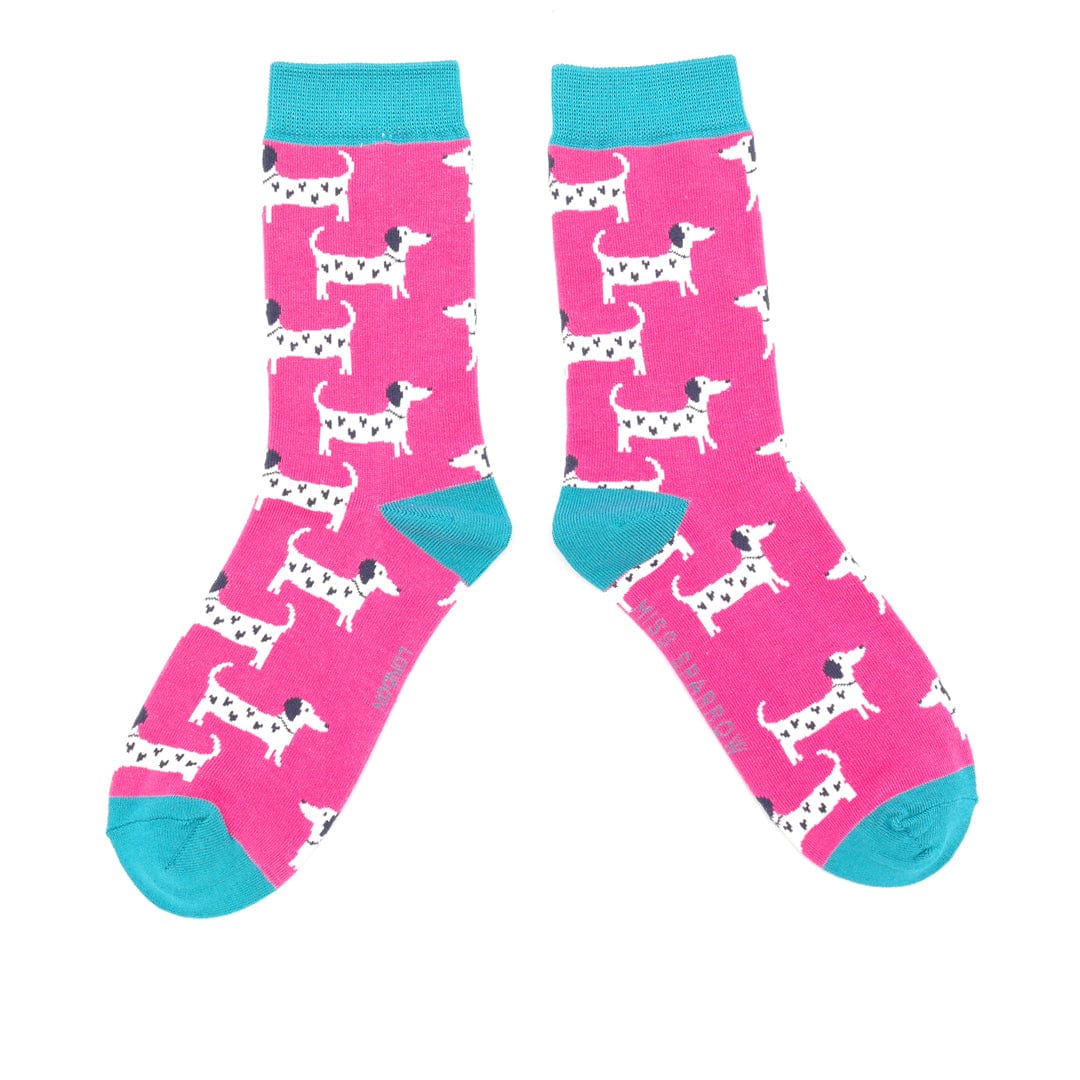 lusciousscarves Apparel & Accessories Miss Sparrow Dalmatian Hearts Bamboo Socks, Ladies Pink