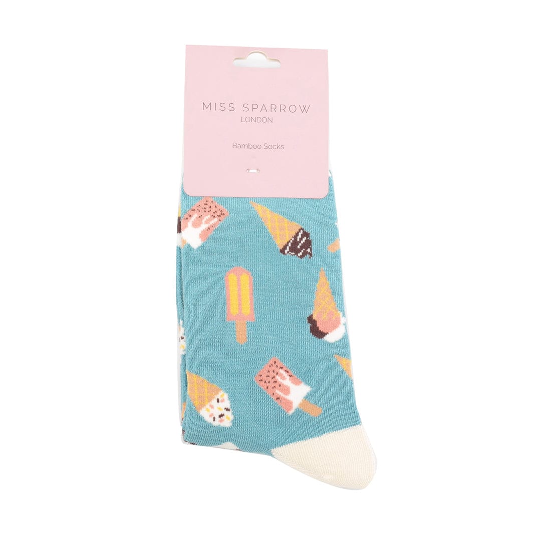 lusciousscarves Apparel & Accessories Miss Sparrow Ice Creams Design Bamboo Socks, Duck Egg