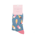 Load image into Gallery viewer, lusciousscarves Apparel &amp; Accessories Miss Sparrow Ice Creams Design Bamboo Socks, Ladies Blue
