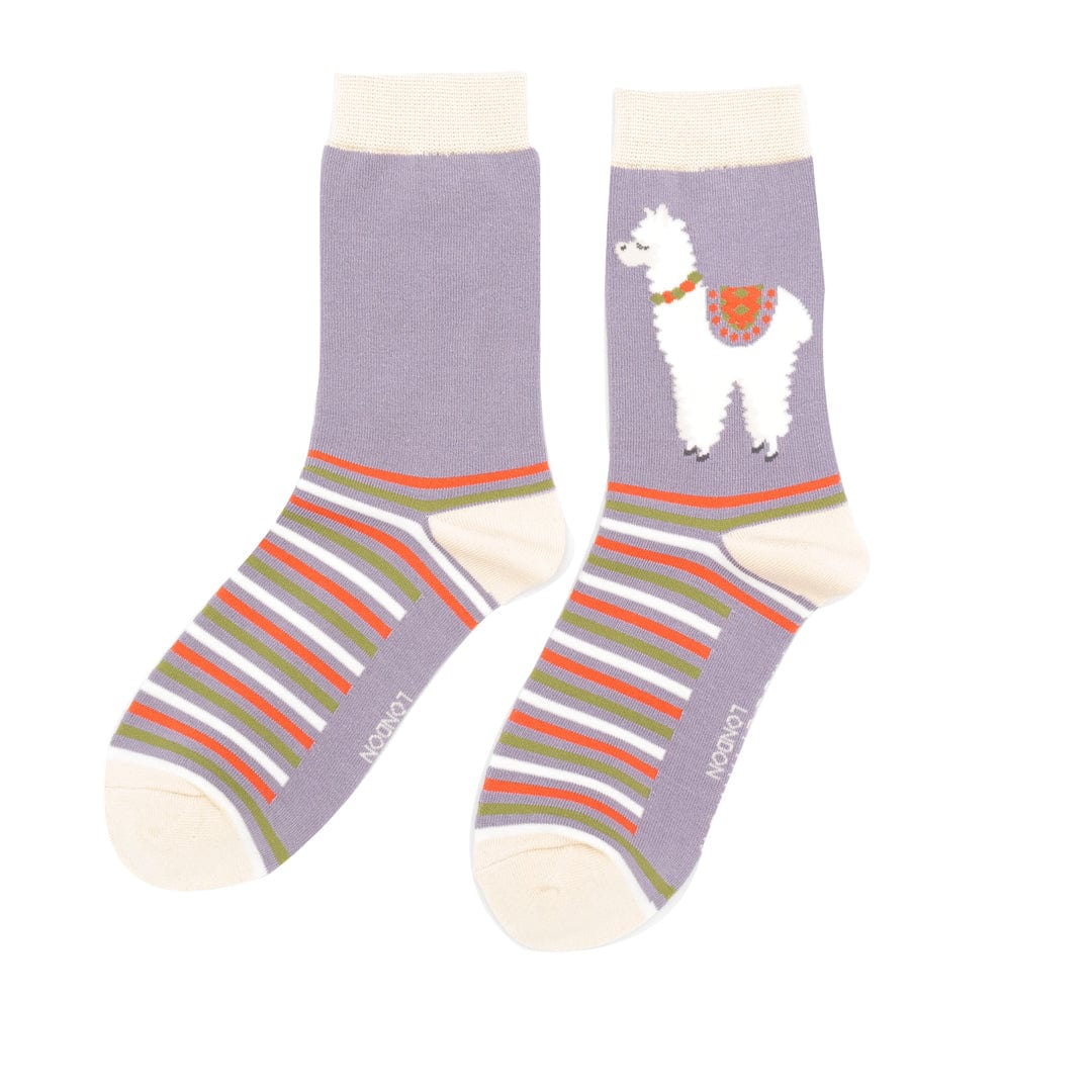 lusciousscarves Apparel & Accessories Miss Sparrow Lilac llamas Bamboo Socks, Ladies