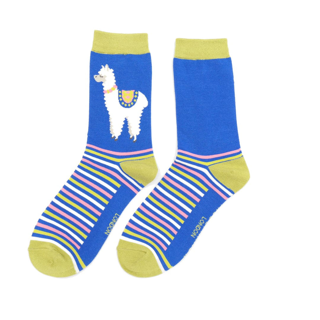 lusciousscarves Apparel & Accessories Miss Sparrow Llamas Bamboo Socks, Ladies Blue