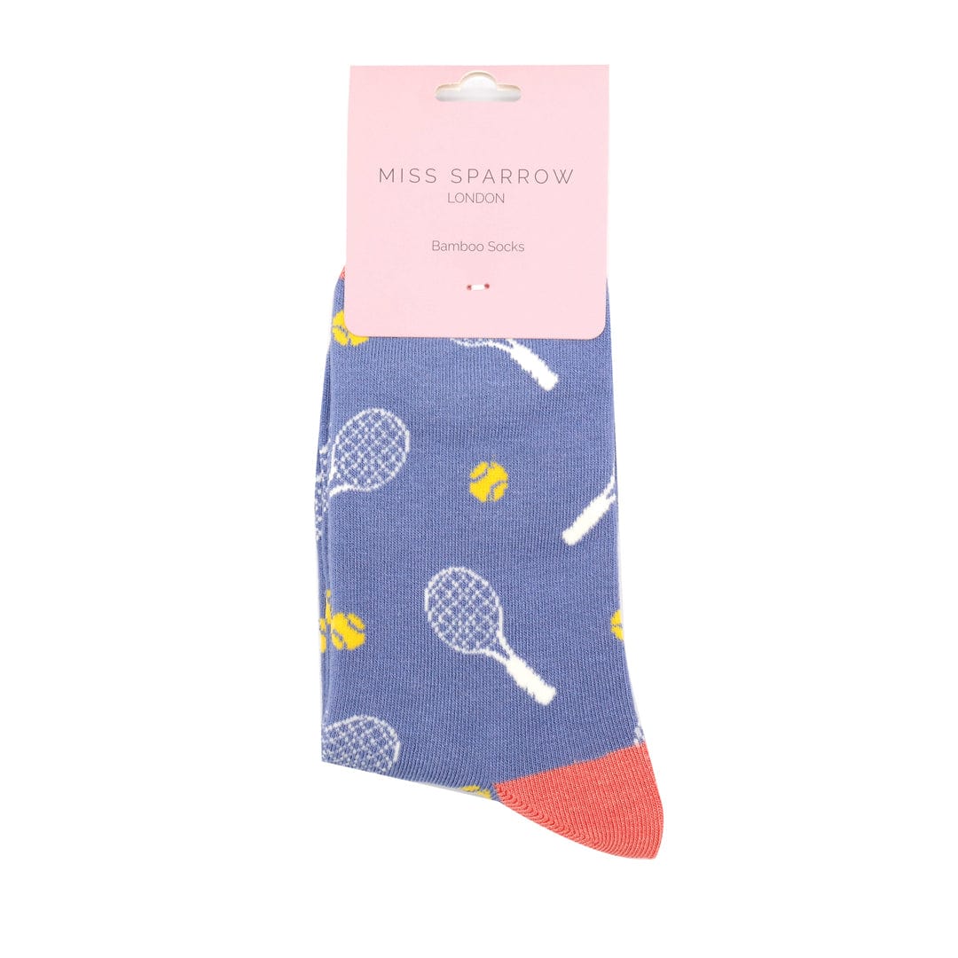 lusciousscarves Apparel & Accessories Miss Sparrow Tennis Design Bamboo Socks, Ladies Blue.