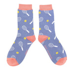 Load image into Gallery viewer, lusciousscarves Apparel &amp; Accessories Miss Sparrow Tennis Design Bamboo Socks, Ladies Blue.

