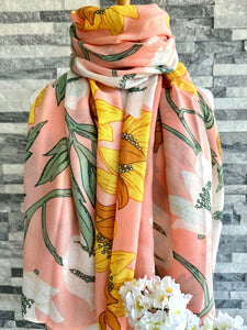 lusciousscarves Apparel & Accessories Pink Anemone Floral Scarf.