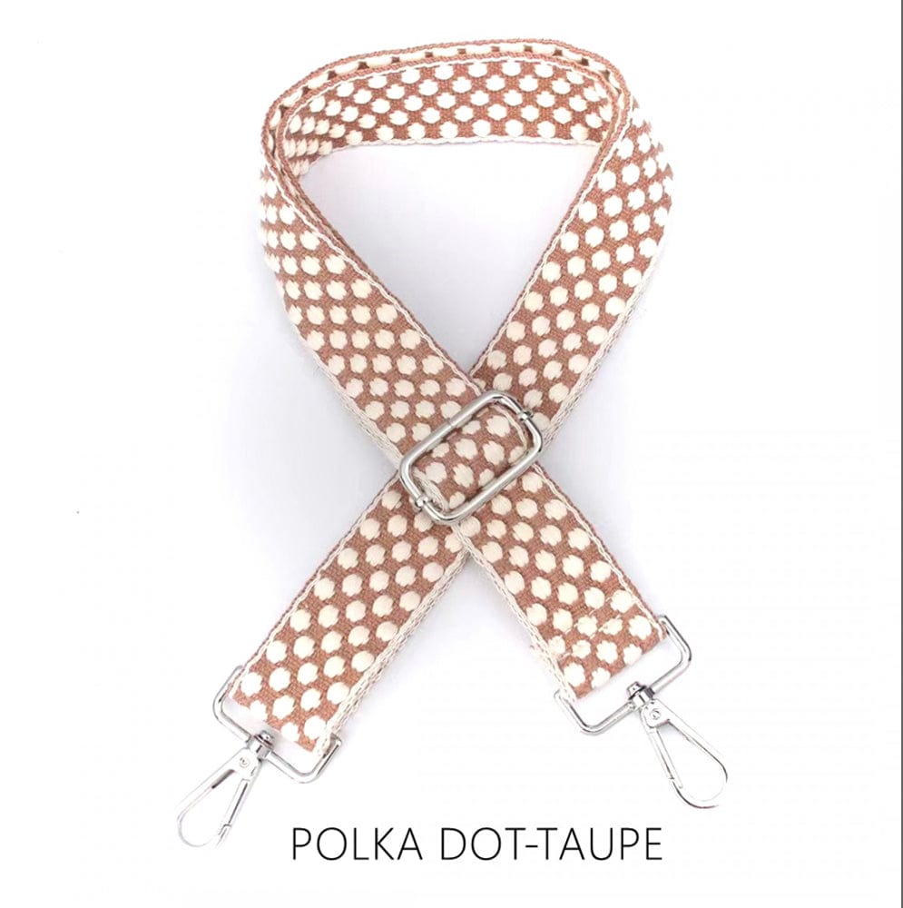lusciousscarves Apparel & Accessories Polka dot Beige Slim Interchangeable Handbag Straps with Silver Hardware