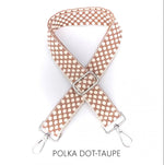 Load image into Gallery viewer, lusciousscarves Apparel &amp; Accessories Polka dot Beige Slim Interchangeable Handbag Straps with Silver Hardware
