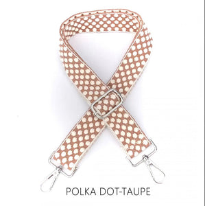 lusciousscarves Apparel & Accessories Polka dot Beige Slim Interchangeable Handbag Straps with Silver Hardware
