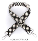 Load image into Gallery viewer, lusciousscarves Apparel &amp; Accessories Polka dot Black Slim Interchangeable Handbag Straps with Silver Hardware
