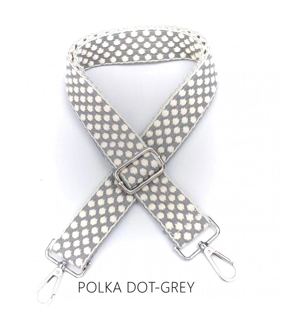 lusciousscarves Apparel & Accessories Polka dot Grey Slim Interchangeable Handbag Straps with Silver Hardware
