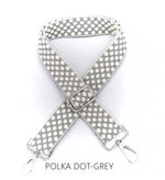 Load image into Gallery viewer, lusciousscarves Apparel &amp; Accessories Polka dot Grey Slim Interchangeable Handbag Straps with Silver Hardware
