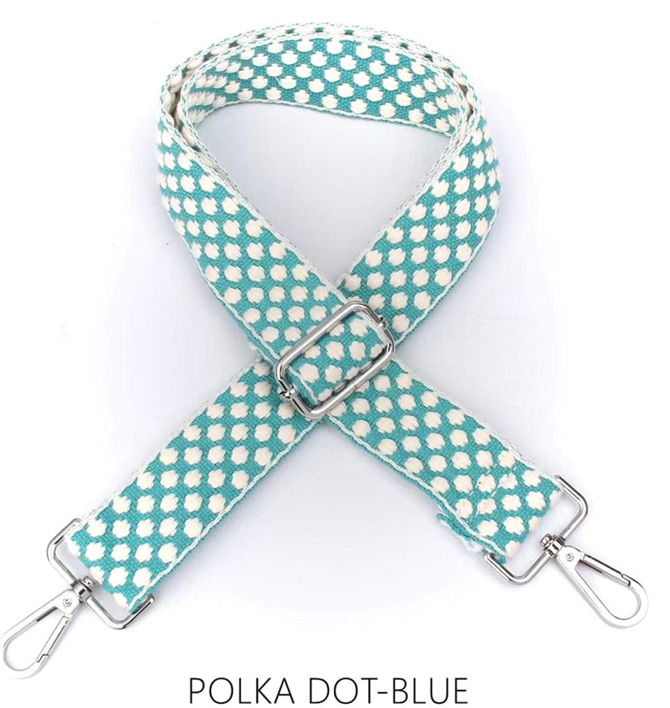 lusciousscarves Apparel & Accessories Polka dot Turquoise Slim Interchangeable Handbag Straps with Silver Hardware