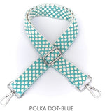 Load image into Gallery viewer, lusciousscarves Apparel &amp; Accessories Polka dot Turquoise Slim Interchangeable Handbag Straps with Silver Hardware
