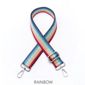 lusciousscarves Apparel & Accessories Rainbow-Metallic-Glitter Slim Interchangeable Canvas Hand bag Straps with Silver Hardware