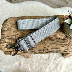 Slim Interchangeable Canvas Hand bag Straps with Silver Hardware