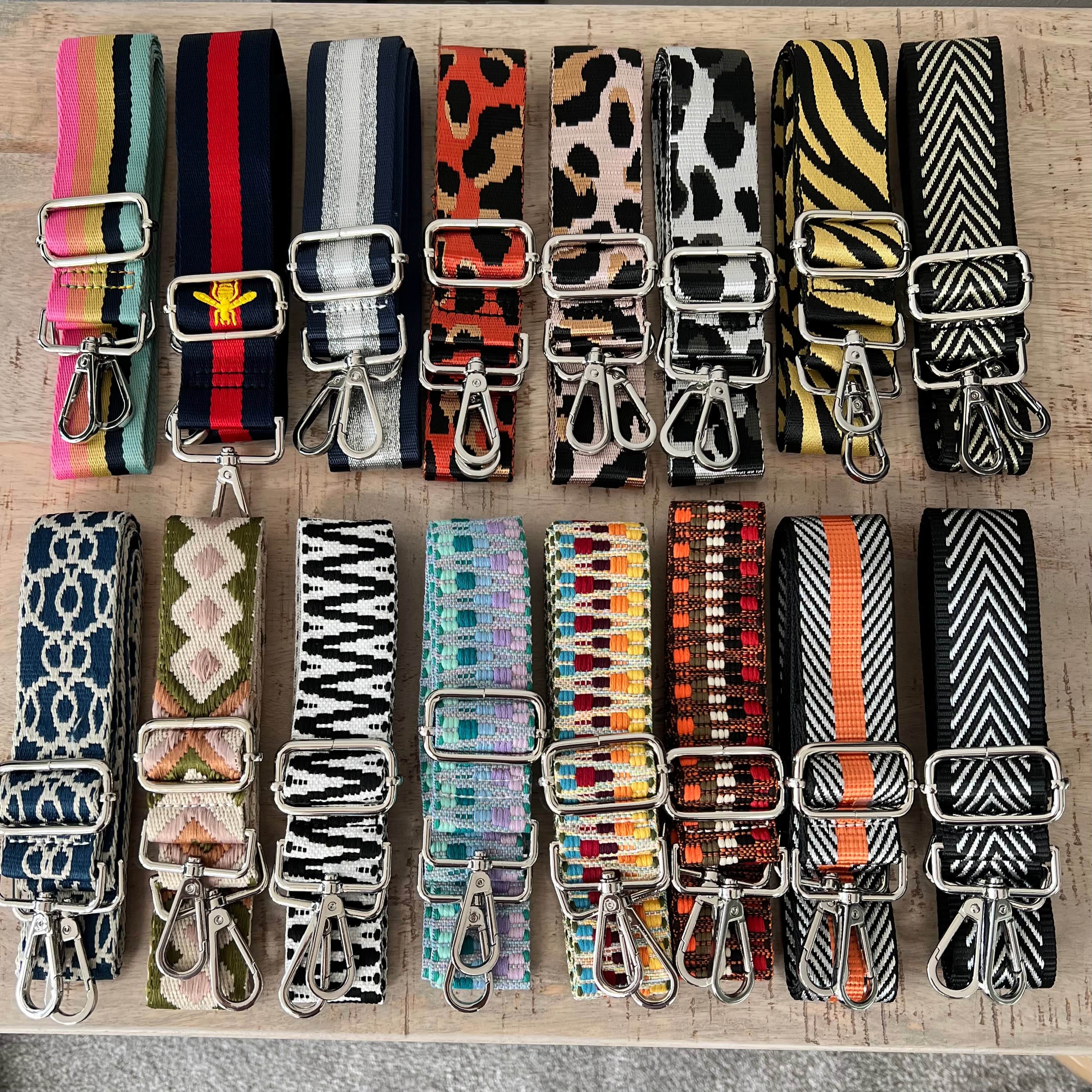 Slim Interchangeable Canvas Hand bag Straps with Silver Hardware luscious scarves