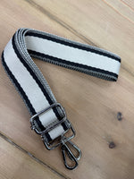 Load image into Gallery viewer, lusciousscarves Apparel &amp; Accessories Stripe-Beige Slim Interchangeable Canvas Hand bag Straps with Silver Hardware
