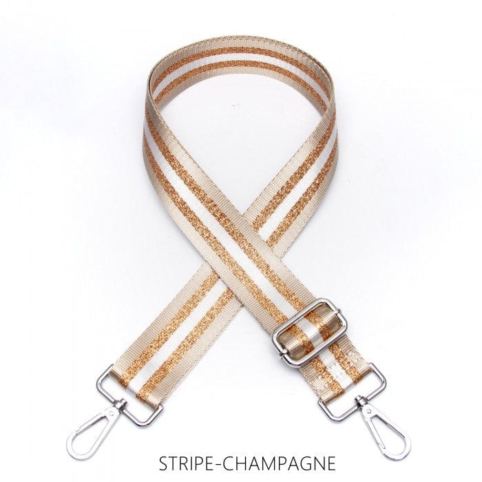 lusciousscarves Apparel & Accessories Stripe-Champagne Slim Interchangeable Handbag Straps with Silver Hardware