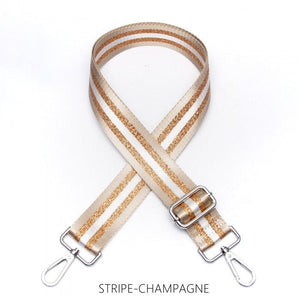 lusciousscarves Apparel & Accessories Stripe-Champagne Slim Interchangeable Handbag Straps with Silver Hardware