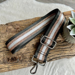 Load image into Gallery viewer, lusciousscarves Apparel &amp; Accessories Stripe dark grey Slim Interchangeable Canvas Hand bag Straps with Silver Hardware

