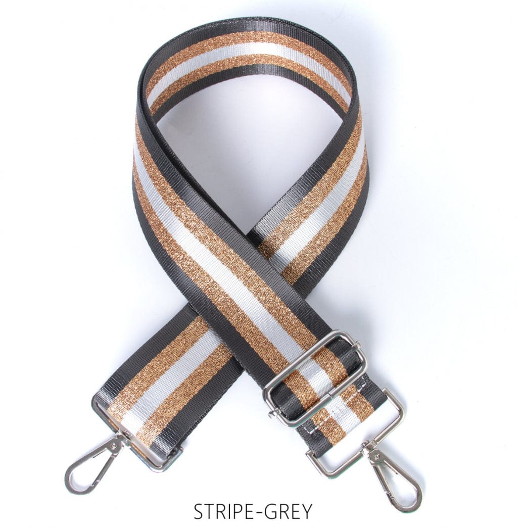 lusciousscarves Apparel & Accessories Stripe dark grey Slim Interchangeable Canvas Hand bag Straps with Silver Hardware